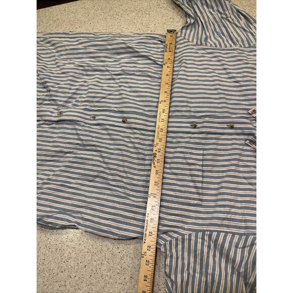 Ll Bean Used Short Sleeved Button Up Shirt Size Men’s Medium Tall Blue - Picture 3 of 6